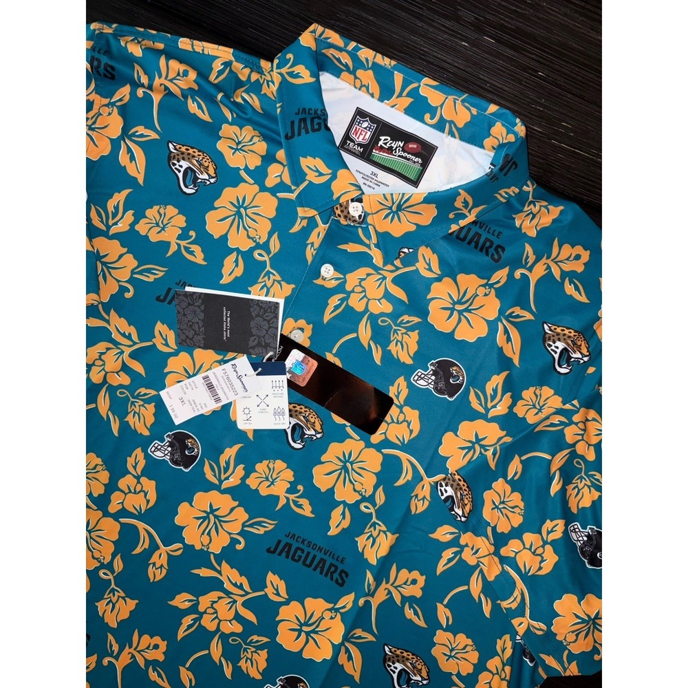 New Reyn Spooner Jacksonville Jaguars Pua Polo Shirt 3XL XXXL Golf Teal